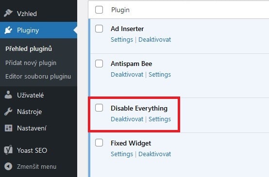 Wordpress plugin Disable everything 2