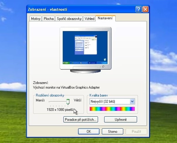 Virtualbox rozlišení obrazovky 1920x1080
